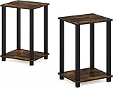 フリノ(Furinno) Simplistic サイドテーブル 2台セット アンバーパイン/ブラック 幅34.0×奥行き29.2×高さ49.8cm 【日本正規輸入品】