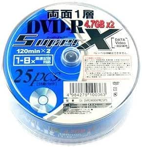 Amazon Co Jp Superx 両面一層記録 タイプ Dvd R 25枚 8倍速 9 4gb 240分 Sx Dvr240 8x Pw25ps パソコン 周辺機器