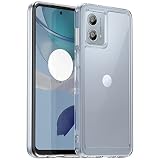 FINON for MOTO G53j 5G 用 ケース MOTO G53y 5G 用 カバー スマホケース クリア クリアケース ハイブリッドケース 指紋認証可能モデル 耐衝撃 シンプル (ブラック)