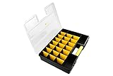 SE 87322DB 26 Compartment Plastic Storage Box with Adjustable Sections 18 x 12 x 3/Large Black/Yello