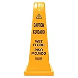 Rubbermaid Commercial Products FG627777YEL Multi-Lingual Safety Cone with Caution, Wet Floor Imprint