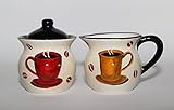 トスカーナカラフルCoffee BeanハンドペイントセラミックCreamer and Sugar Set , 83332 by ACK