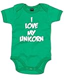 (私のユニコーンが好き。) I Love My Unicorn, プリント　ベビースーツ - グリーン/白 12-18 ヶ月