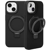 ZENIX DESIGN TECH iPhone17 用 ケース マグネット リング スタンド 背面収納 シリコン Magsafe対応 ZX-softhinge (ブラック, iPhone 17)