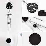 Koonafy 黒色 ウィンドチャイム 4種類 蝶 月 太陽 天道虫 和風 ショップの装飾 ギフト チャイム ドアチャイム 屋外 屋内 インテリア アルミ製 ウィンドベル 美しい音色 雰囲気作り 寝室 玄関 風水 御守り 玄関風鈴 バルコニー 飾り用品 (天道虫飾り)