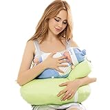 M'Baby Nursing Pillow 3 in 1 Cotton Nursing Cushion One Hand Breastfeeding Baby Pillow, Green by M'B