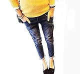 aoe DEPOT マタニティ デニム スリム パンツ バラとパールのヘアゴム付 (XL)