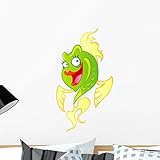 Cute Yellow and Green Wall Decal by Wallmonkeys Peel and Stick Graphic (24 in H x 13 in W) WM111832 