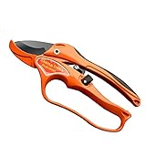 NUZAMAS バイパス剪定鋏8インチ sk-5 スチールブレードガーデニング手鋏カッターブッシュ、低木 & ヘッジクリッパーガーデンはさみオレンジ