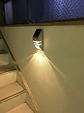 LED ライト ソーラー 人感センサー 日本語説明書付 玄関 　防犯 ガレージ ステンレス製 軒先 夜間自動点灯 電球色 (ブラック【電球色】)