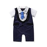(キッズインタイム)KIDSINTIME ベビー キッズ 子供服 男の子 半袖 ネクタイ付 フォーマル カバーオール タキシード風 ロンパース ブラック ネイビー NVY 80