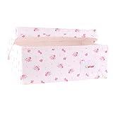 Minene Small Foldable Fabric Storage Box L32xW21xH12cmLinen Cosmetic Stationery Organiser with Flowe