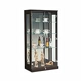 コレクションケース フィギュア LEDライト付 アクア 鍵付 (ブラウン, ロータイプ)