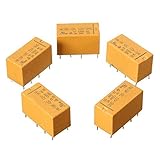 Myoffice リレー5ｘDC12V SHGコイルDPDT8ピン　2NO 2NC　ミニパワーリレー　PCBタイプ　HK19F　黄色