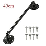 KING DO WAY 49cm 取手 つまみ ドアハンドル 引き出し アイアンパイプ 金属 ブラック 工業風 アンティーク調 ネジ入り