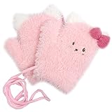 手袋 女の子 ベビー キッズ のびのび手袋 子供手袋 ニット手袋 ねこ ミトン ひも付き 防寒 ピンク 2-5才