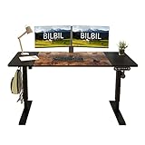 BilBil デスク パソコンラック つくえ 電動昇降式 机 電動式スタンディングデスク オフィスワークテーブル 昇降式机 ゲーミングデスク 電動式 140CM×60CM 高さ 71-117CM 高さ調節可能 メモリー機能付き