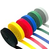 GEJ-Tech フリーカット 結束バンド マジックテープ ケーブル バンド ケーブルまとめ 幅1cm (6色セット,18M（3Mx6）)