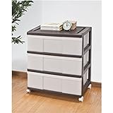 マックス・ジャパン ワイド 収納ケース 3段 ブラウン MJ-W3-1BR