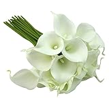 カラーリリィ フラワ オランダ海芋 阿蘭陀海芋 造花 PU製 10本セット インテリア 飾り物　お嫁さんの花束　 (ホワイト)