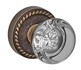 Fusion Hardware P-29-Z8-0-MDB Elite Collection Flat Iron Glass Passage Knob with Rope Rose, Fullset/