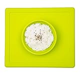 Raymoon 子供用　食器　お食事マット 一体式　ハッピボウル　ランチョンマット ランチプレート シリコン 離乳食 ベビー食器 赤ちゃん 防水　滑り止め　可愛い　出産祝い　スプーン　フォーク付き　グ