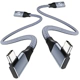 USB Type C 延長ケーブル L字型 0.3M 2本セット90度USB C 3.2 Gen2 メス-オス ケーブル 20Gbps 高速データ転送 PD 100W急速充電 4K@60Hz ビデオ出力対応 Type C 延長コード 高耐久ナイロン編み iPhone 17/16 MacBook Pro/Air iPad MagSafe Galaxy S26 S25などType C機種対応