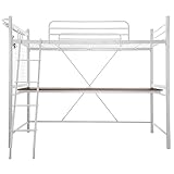 タンスのゲン ロフトベッド デスク付き 宮付き シングル コンセント スチール ホワイト 17710038 WH