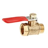 Homyl 真鍮バルブ 　メス→オス 　ボールバルブ 12mm 　レッドレバーハンドル　バルブコネクタ