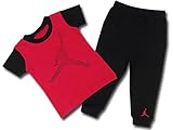 (Jordan)ジョーダン ベビー Tシャツ＆パンツ　2点セット (赤黒, 18M(12～18ヶ月頃)) [並行輸入品]