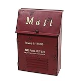 ポスト 郵便受け 郵便ポスト 新聞受け アイアン メタルスリム レッド 壁掛け ダメージ レトロ アンティーク加工