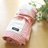 【出産祝い用ギフトラッピング無料】StudioPOPPOオーガニックコットンファーブランケット（ピンクドット柄）