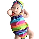 Karchi 　ベビー用ロンパース　カバーオール　　子供連体服 　　ガールズ袖なしマルチカラーボーダー柄連体服　 女の子用 　子供連体服　 春夏 可愛い ベビ用連体服 　 柔らかい おしゃれ 　新生児