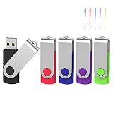 EASTBULL USBメモリ 32GB 5個セット フラッシュメモリ USB2.0 フラッシュドライブ 360° 回転式 5色 (32GB, 5個セット)