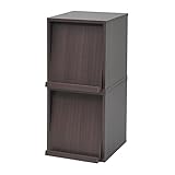 ボックス デザイン家具 組み合わせ スタッキングフラップボックス 2個組 カラー：ダークブラウン