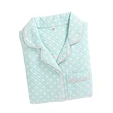 Happylifehere レディース パジャマ 綿100 コットン 授乳服 授乳口 前開き ルームウェア ポケット 付き 妊娠 産後 水玉 ドット ウエスト調節 マタニティ 空気の層 秋 冬 暖かい