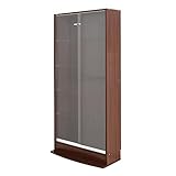 【地球家具】フィギュアラック「ワイド」新シリーズ 幅83cm 引き戸 ハイタイプ 本体【正規品】[鍵付きコレクションケース] [耐震] LED装着可能 （引き戸 ハイタイプ、中型（奥行29cm）、ブラウン） 2台セット