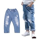aloha lama(アロハラマ) キッズ & ベビー オシャレな ダメージ デニム パンツ お出かけ が 楽しくなる 女の子 男の子 兼用 90cm - 130cm m009 (120)