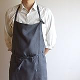 リネン　メンズエプロン／男女兼用エプロン　フルエプロン　ロング丈　日本製 (グレー)