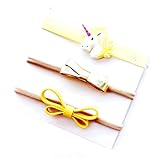 BEE&BLUE ベビー ヘアバンド 新生児 赤ちゃん 出産祝い 誕生日 100日記念 こどもの日 記念撮影 3枚セット プレゼント (イエロー)