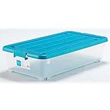 for.c EX浅74ブルー×１０個セット 半透明　プラスチック収納ボックス　フタ式収納ケース　キャスター付き　コロ付衣装ケース