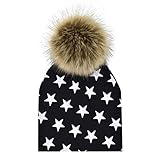 bobury Kids Girls BoysリムーバブルPompomコットン帽子ソリッド色ボール秋冬ビーニーボンネット