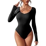 Naphy ボディースーツ レディース 長袖 Vネック ボディシェイパー ダイエット レオタード ニット ダイエット お腹引き締め 加圧バック ヒップアップ くびれ ソフト