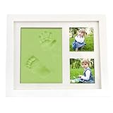 ベビーフレーム 手形足形フレーム フォトフレーム 高級木製 防湿性 写真 2枚 可愛い ユニック 手作り 両手両足 置き 赤ちゃん 出産祝い用品 ベビー記念品 誕生日プレゼント 多彩 無毒 安心 安全