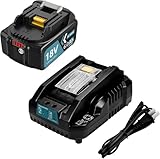 Powayup 互換マキタ18V バッテリー BL1860B 充電器 DC18RC セット マキタ 互換 18V バッテリー 6.0Ah 大容量1個付き 互換マキタ18v 充電器 互換 小型 軽量DC18RC付き リチウムイオン電池 LEDランプ残量表示 耐久性が高く(青)