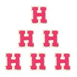 PATIKIL 6枚セット アルファベットH 刺繍ワッペン 英語字母 男女ワッペン アップリケワッペン 靴用帽子バッグジーンズ DIY ローズ レッド