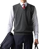 [オリヒカ] ニットベスト ジレ 洗えるウォッシャブル 抗菌防臭 静電気防止 選べる色柄バリエーション メンズ グレー(66AUSM401)