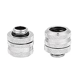 Richer-R 2Pcs G1/4圧縮継手 隠された緑色の蛍光シリコン 3年以上の寿命 OD 14MMリジッドハードチューブ水冷システムに対応