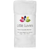 Little Luvies Ultra Soft 100% Bamboo Swaddle Blanket in Angel White [並行輸入品]