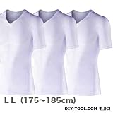 BT冷感パワーストレッチ 半袖Vネックシャツ ホワイト LL(175~185cm)　3枚組